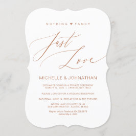 Invitación Guión moderno, cobre, recepción de boda secreta