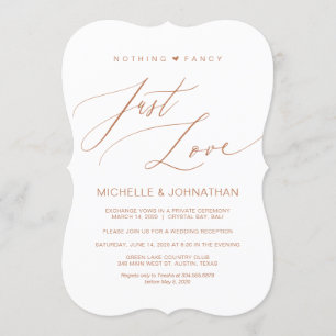 Invitación Guión moderno, cobre, recepción de boda secreta