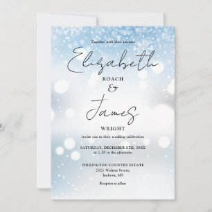 Invitación Guión moderno Código QR Snowflakes Winter Wedding