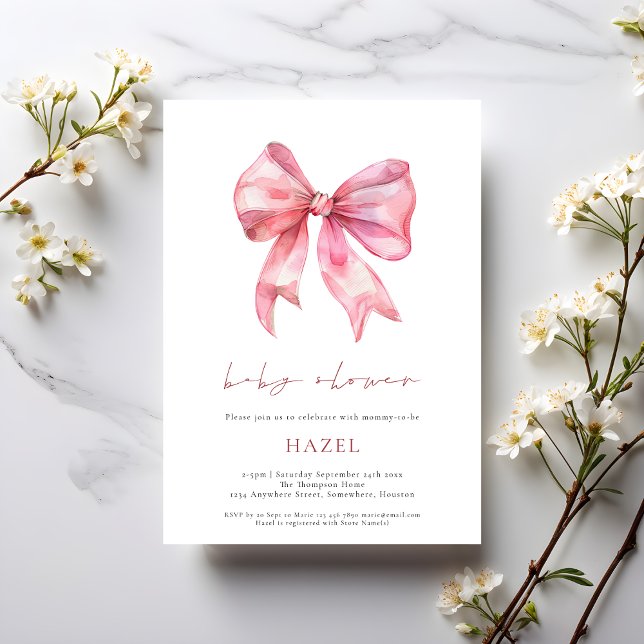 Invitación Guión moderno color rosa Baby Shower (Subido por el creador)