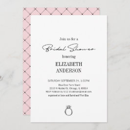 Invitación Guión moderno con ducha de novia en anillo