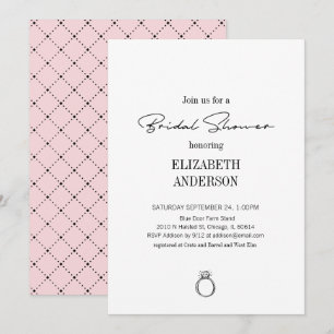 Invitación Guión moderno con ducha de novia en anillo
