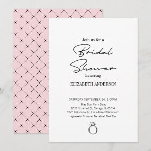 Invitación Guión moderno con ducha de novia en anillo