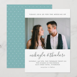 Invitación Guión moderno con puntos y Boda de fotos