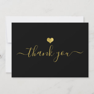 Invitación Guión moderno de agradecimiento con corazón de oro