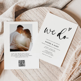 Invitación Guión moderno de Boho Hacemos Boda de código Qr