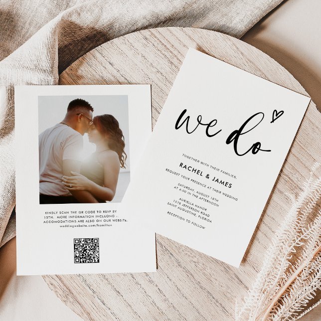 Invitación Guión moderno de Boho Hacemos Boda de código Qr (Subido por el creador)