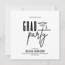 Invitación Guión moderno de caligrafía de graduación | Fiesta