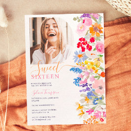 Invitación Guión moderno de flores silvestres de jardín Sweet