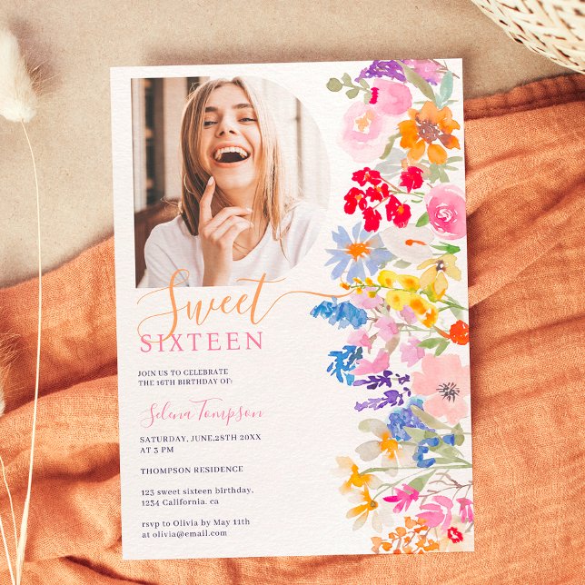 Invitación Guión moderno de flores silvestres de jardín Sweet (Subido por el creador)