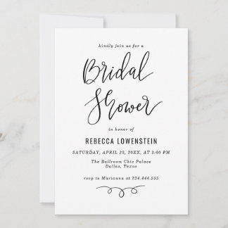 Invitación Guión moderno de la ducha nupcial manuscrita