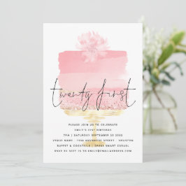 Invitación Guión moderno de pastel rosa 21 cumpleaños