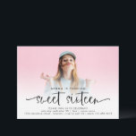 Invitación Guión moderno de superposición de fotos dulce diec<br><div class="desc">Guión Moderno De Sobreposición De Fotografías Dulce Dieciséis. estilo minimalista para tu fiesta de 16 años. Simplemente reemplace la foto de ejemplo con la suya propia en la parte delantera, que está detrás de una capa de opacidad de gradiente para que el texto sobresale bien en la parte inferior. Puede...</div>