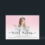 Invitación Guión moderno de superposición de fotos dulce diec<br><div class="desc">Guión Moderno De Sobreposición De Fotografías Dulce Dieciséis. estilo minimalista para tu fiesta de 16 años. Simplemente reemplace la foto de ejemplo con la suya propia en la parte delantera, que está detrás de una capa de opacidad de gradiente para que el texto sobresale bien en la parte inferior. Puede...</div>
