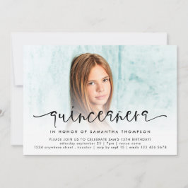 Invitación Guión moderno de superposición de fotos Quinceañer