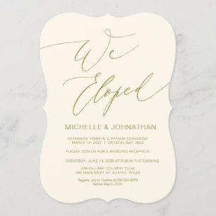 Invitación Guión moderno, dorado, Recepción de boda íntima
