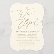 Guión moderno, dorado, recepción de boda secreta