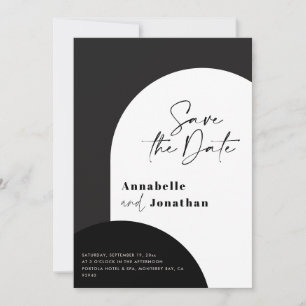 Invitación guión moderno elegante boda de arco blanco y negro