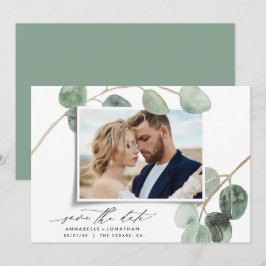 Invitación Guión moderno elegante foto vintage eucaliptus inv