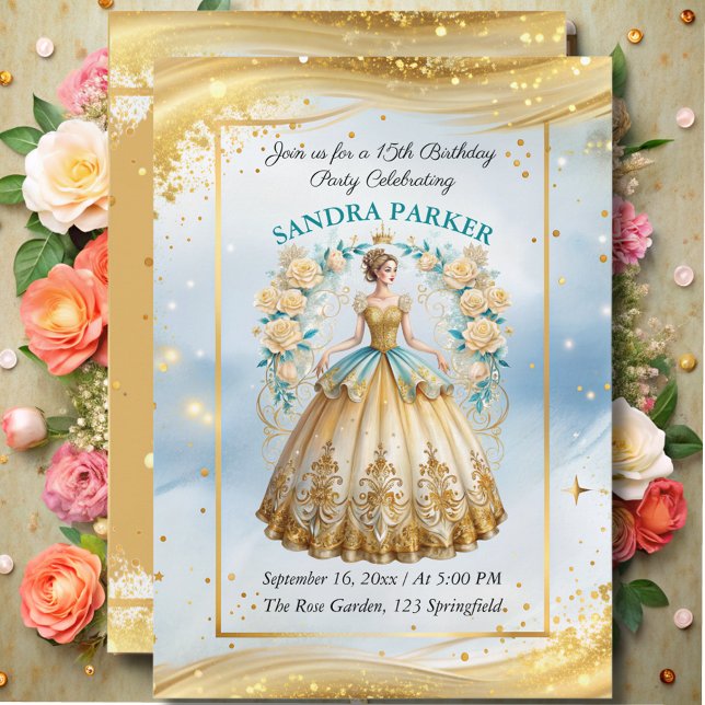 Invitación Guión moderno Elegante vestido de oro de moda (Subido por el creador)