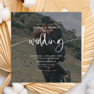 Invitación Guión moderno elegante y polvoriento boda fotográf
