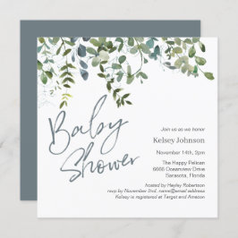 Invitación Guión moderno Eucalyptus Greenery Script Baby Show