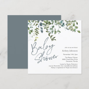 Invitación Guión moderno Eucalyptus Greenery Script Baby Show