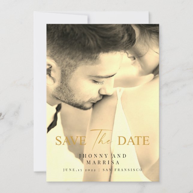 Invitación Guión moderno | Foto Personalizado Guardar las tar (Anverso)