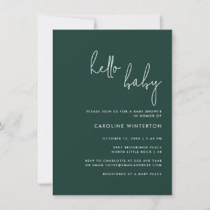 Invitación Guión moderno Género Neutral Baby Shower verde