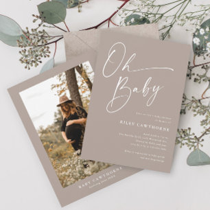 Invitación Guión moderno Género Neutral Foto Baby Shower