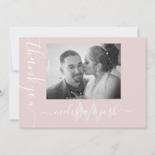 Invitación Guión moderno Gracias Parejas Bodas Foto Rosa