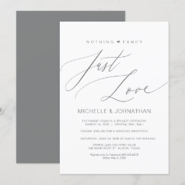Invitación Guión moderno, gris, boda Elopement recepción