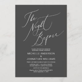 Invitación Guión moderno, gris oscuro, cena de ensayo Boda