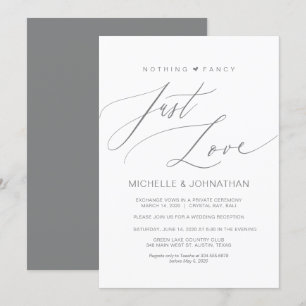 Invitación Guión moderno, gris, recepción de boda secreta