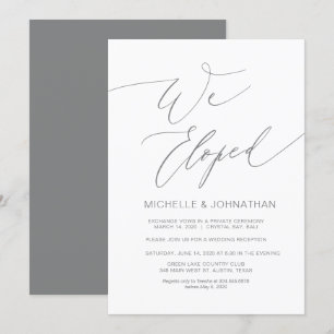 Invitación Guión moderno, gris, Recepción de Elopamiento de B