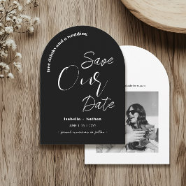 Invitación Guión Moderno Guardar El Boda De Bebidas Gratuitas