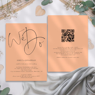 Invitación Guión moderno Hacemos Boda QR Code Peach