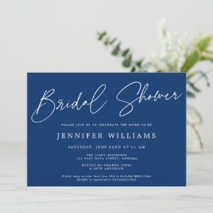 Invitación Guión moderno Hermosa ducha de novia azul de la ma