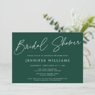 Invitación Guión moderno Hermosa ducha de novia verde oscuro
