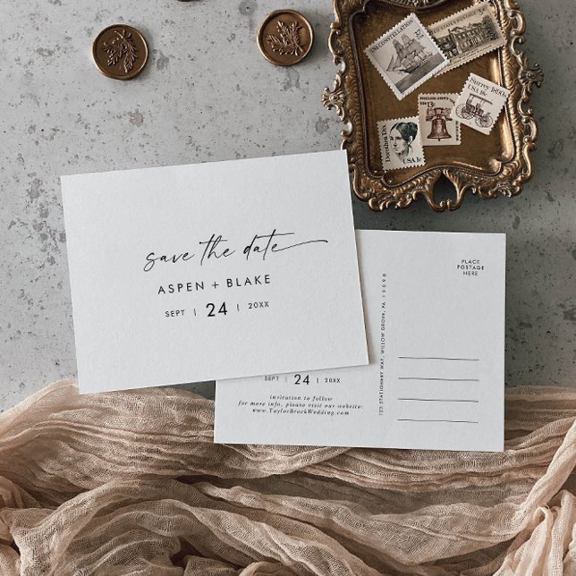 Invitación Guión moderno horizontal Guardar la postal de fech (Subido por el creador)