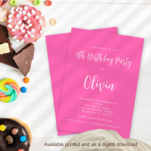 Guión moderno Hot Pink 11th Birthday Party