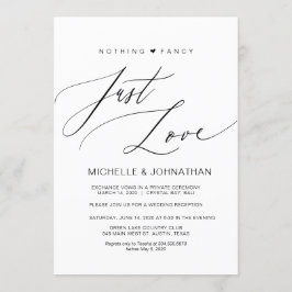 Invitación Guión moderno, negro, boda Elopement Recepción