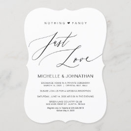 Invitación Guión moderno, negro, boda Elopement Recepción