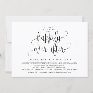Invitación Guión moderno, negro, fuga de novios