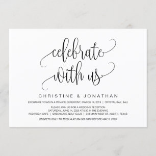 Invitación Guión moderno, negro, fuga de novios