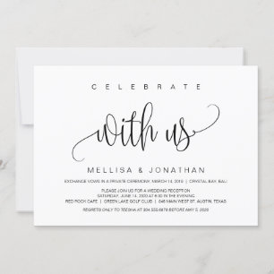 Invitación Guión moderno, negro, fuga de novios