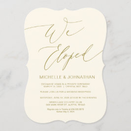 Invitación Guión moderno, oro, recepción de boda clandestina