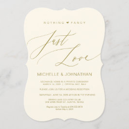 Invitación Guión moderno, oro, recepción de boda secreta