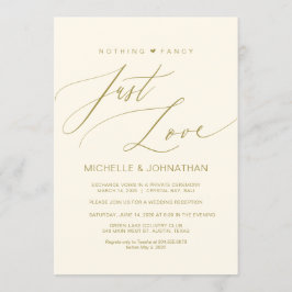 Invitación Guión moderno, oro, recepción de boda secreta