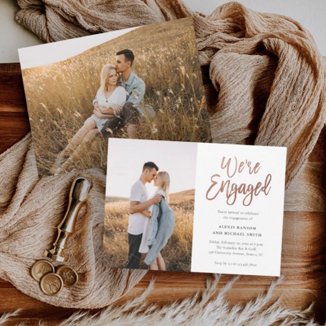 Invitación Guión moderno Partido de compromiso fotográfico (Subido por el creador)